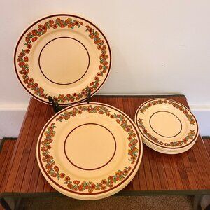 Vintage 70’s Kiln Craft Floral Plates - 4 Large/4 Small